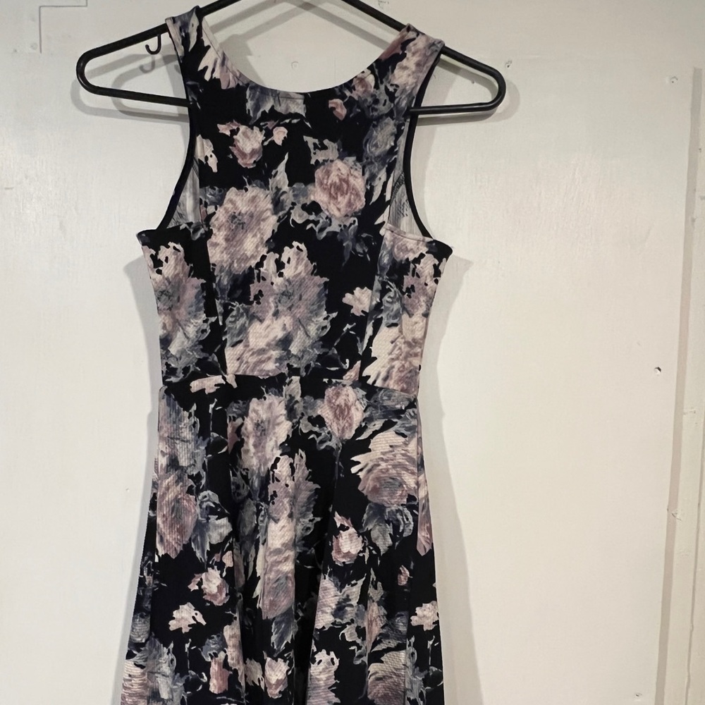 Aqua Dress Navy Blue Floral